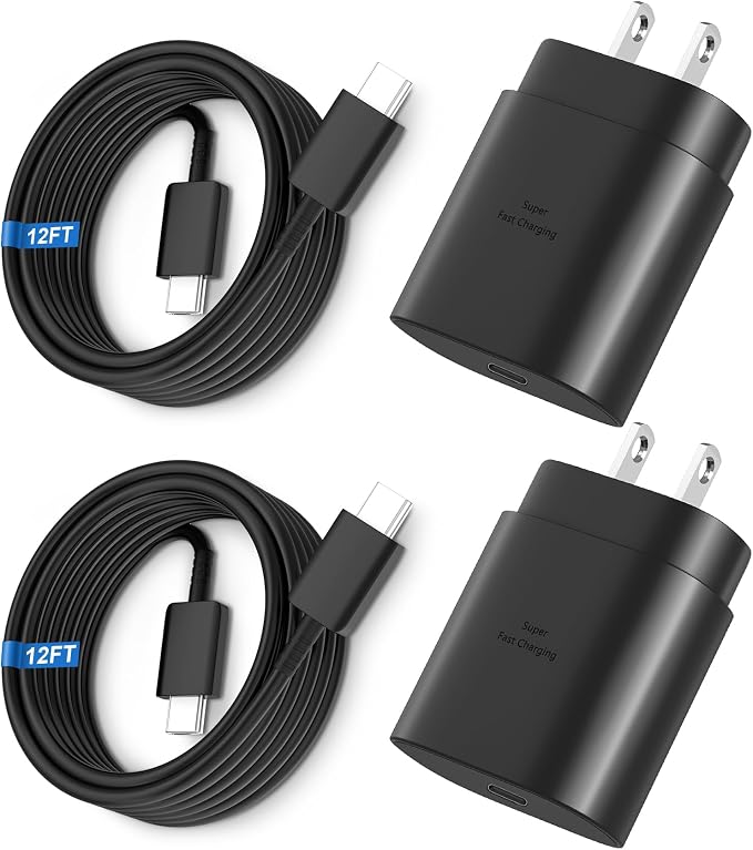 Super Fast Charger Type C 25W USB C Wall Charger Fast Charging for Samsung Galaxy S26 Ultra/S26/S26+/S25 Ultra/S25/24 Ultra/S24/S23 Ultra/S22 Ultra with 10FT Long Android Type C Charger Cable 2Pack