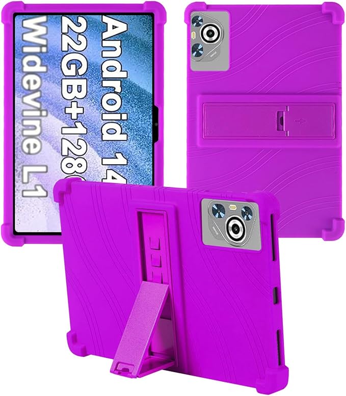 Case for Dghrti TAB30 2025 Android 14 Tablet 10.1 Inch，WUNIAK Shock Proof Lightweight Stand Rubber Shell Protective CoverKids Friendly Soft Silicone Adjustable Stand CoverBlack