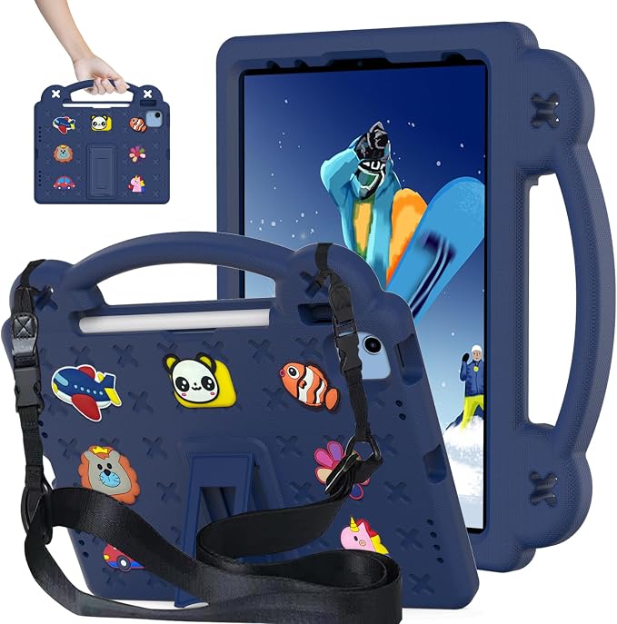 YRH Kids Case for iPad A18 (2026) Gen 12 / for iPad A16 (2025) with Strap Handle Stand EVA Shockproof Cover for iPad 12th Generation 11'' Blue