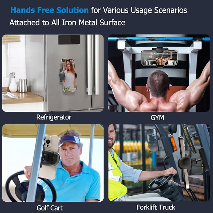 TONDA Gym Magnetic Phone Holder【Strong Magnets】 360 Adjustable Magnetic Phone Mount Phone Tripod Holder Gym Accessories for Women Men Workout Essentials for 4-7 Smartphones