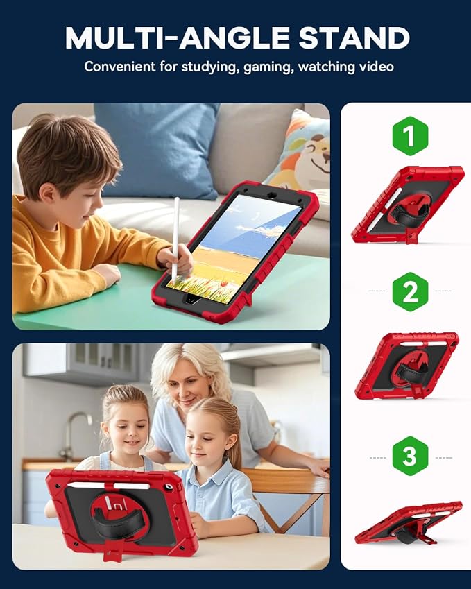 Cantis Case for iPad 9th/8th/7th Generation with Screen Protector iPad 10.2 Case 2021/2020/2019 with 360 Degree Rotating Stand/Shoulder Strap/Pencil Holder Alpine Green