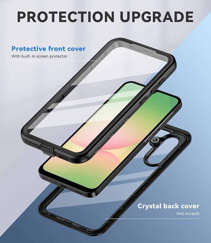 for Samsung Galaxy A16 5G Case IP68 Waterproof Built-in Screen Protector [Full Body Shockproof] Dustproof Underwater Protective Phone Case for Samsung A16 5G (Black)