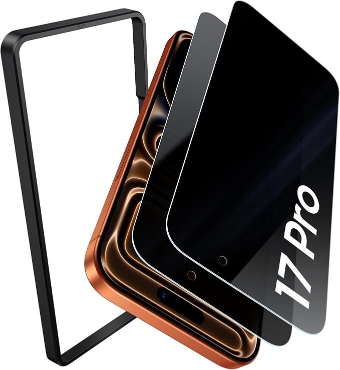 SSLOTSCASE for iPhone 17 Privacy Screen Protector [2 Pack] [9H Hardness] | Anti Spy Tempered Glass Film Military Grade Shatterproof Easy Installation Anti Reflective Screen Protector for iPhone 17