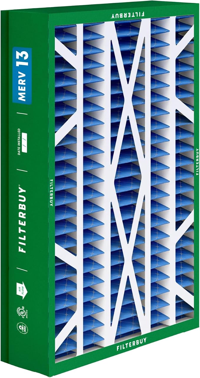 Filterbuy 14.5x27x5 Air Filter MERV 13 Optimal Smoke & Allergy Defense