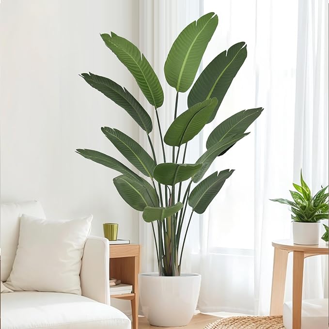 6FT Artificial Bird of Paradise Plant (72in) Tall Faux Tree with Realistic 13 Leaves, Fake Tropical Floor Potted Artificial Plants for Home Office Living Room Indoor Decor (6feet,1Pack)