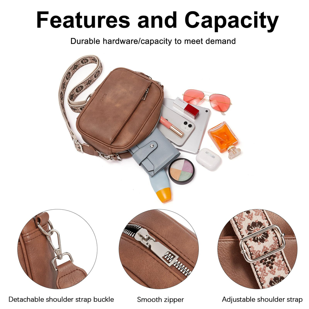 CLUCI Small Crossbody Bags for Women Crossbody Purses Women Cross Body Bag Purse with Adjustable Wide Strap