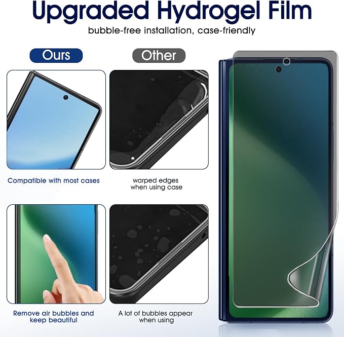 2 Sets Privacy Screen Protector for Samsung Galaxy Z Flip 5 6.7 | Inside Flexible TPU Hydrogel Film + Front Anti-Spy Tempered Glass Screen Protector Anti Scratch Self-Healing Case Friendly