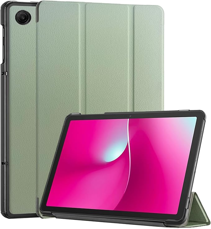 Caweet Case for T-Mobile Revvl Tab 2 10.1 Inch 2025 Released Lightweight Hard Back Shell Tri-Fold Stand Cover with Magnetic Closure Almond Blossom