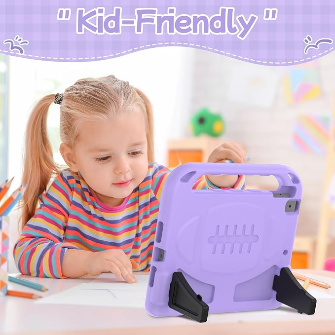BMOUO Kids Case for iPad 9th/8th/7th Generation (iPad 10.2 Inch 2021/2020/2019) with Built-in Screen Protector Durable Shockproof Handle Stand iPad 9th 8th 7th Generation Case for Kids Black