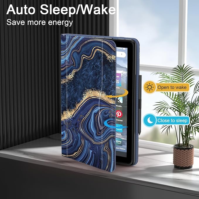 ZoneFoker for 10 Tablet Case (13th/11th Generation 2023/2021 Released) PU Leather Folio Cover with Multi-Angle Stand/Pen Holder Auto Wake/Sleep for 10/10 Plus Black+Black