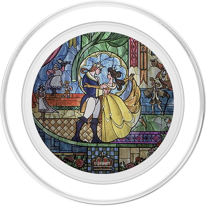 Disney Beauty And The Beast Stained Glass Window Dancing PopSockets PopGrip: Swappable Grip for Phones &amp Tablets
