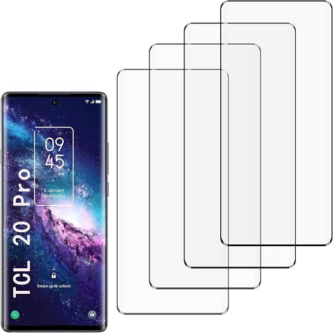 [4 Pack] Tempered Glass Screen Protector for TCL 20 Pro 5G | Tempered Glass Scratch Resistant Easy-Install Bubble Free Anti-Fingerprint