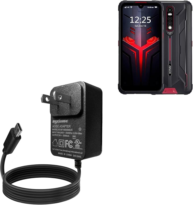 BoxWave Charger Compatible with Hotwav Cyber 8 - Wall Charger Direct (15W) Rapid Charge Your Device with Built-in 3ft Cable