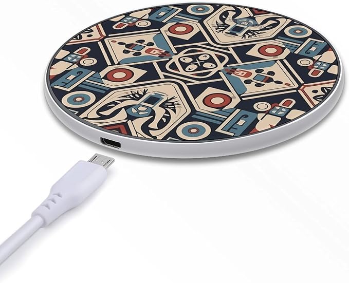 Tribal Style Pattern Wireless Charger Fast Charging Pad | Anti-Slip Qi Certified Wireless Charging Pad for All Phones with Wireless Charging Function for Home Office Travel