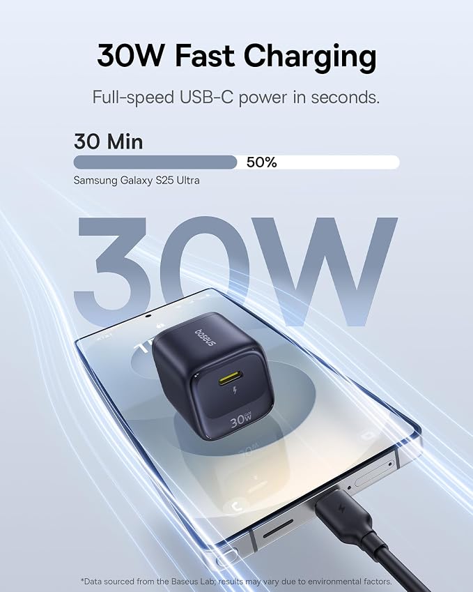 Baseus 100W USB C Charger Block 3-Port Foldable Compact PPS Wall Charger &amp Baseus 30W USB C Charger Block 2 Pack Fast Charger Type C with USB-C Cable