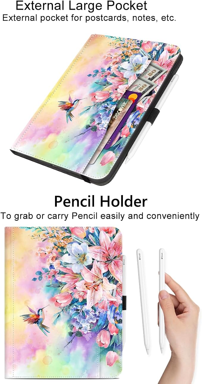 Vimorco for iPad Pro 11-inch Case M5/M4 2025/2024 for iPad Pro Case 11 Inch M5/M4 Pencil Holder/Hand Strap/Pocket/Screen Protection Band 3 Adjustable Angles Auto Sleep/Wake Beach Blue Ocean