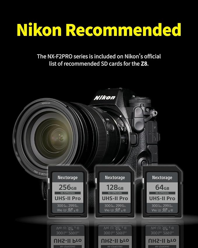 Nextorage 256GB SDXC UHS-II V90 SD Card Japanese Brand pSLC Max. Write Speed 299MB/s Max. Read Speed 300MB/s 4K Recording F2PRO Series NX-F2PRO256G SDXC Card for Digital Camera