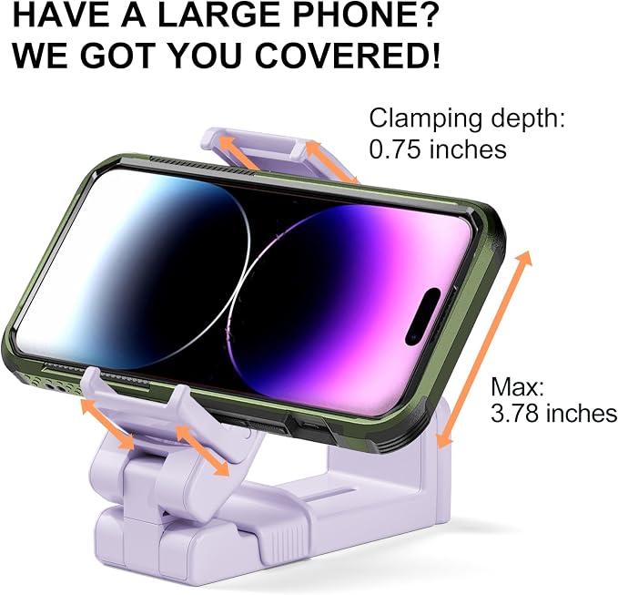 Perilogics Gen 2 Airplane Phone Holder Mount Travel Essential Phone Stand | Upgraded Silent Hinge 360° Adjustable Compact Size Wider Clamp Fits iPhone Android &amp Gaming Devices