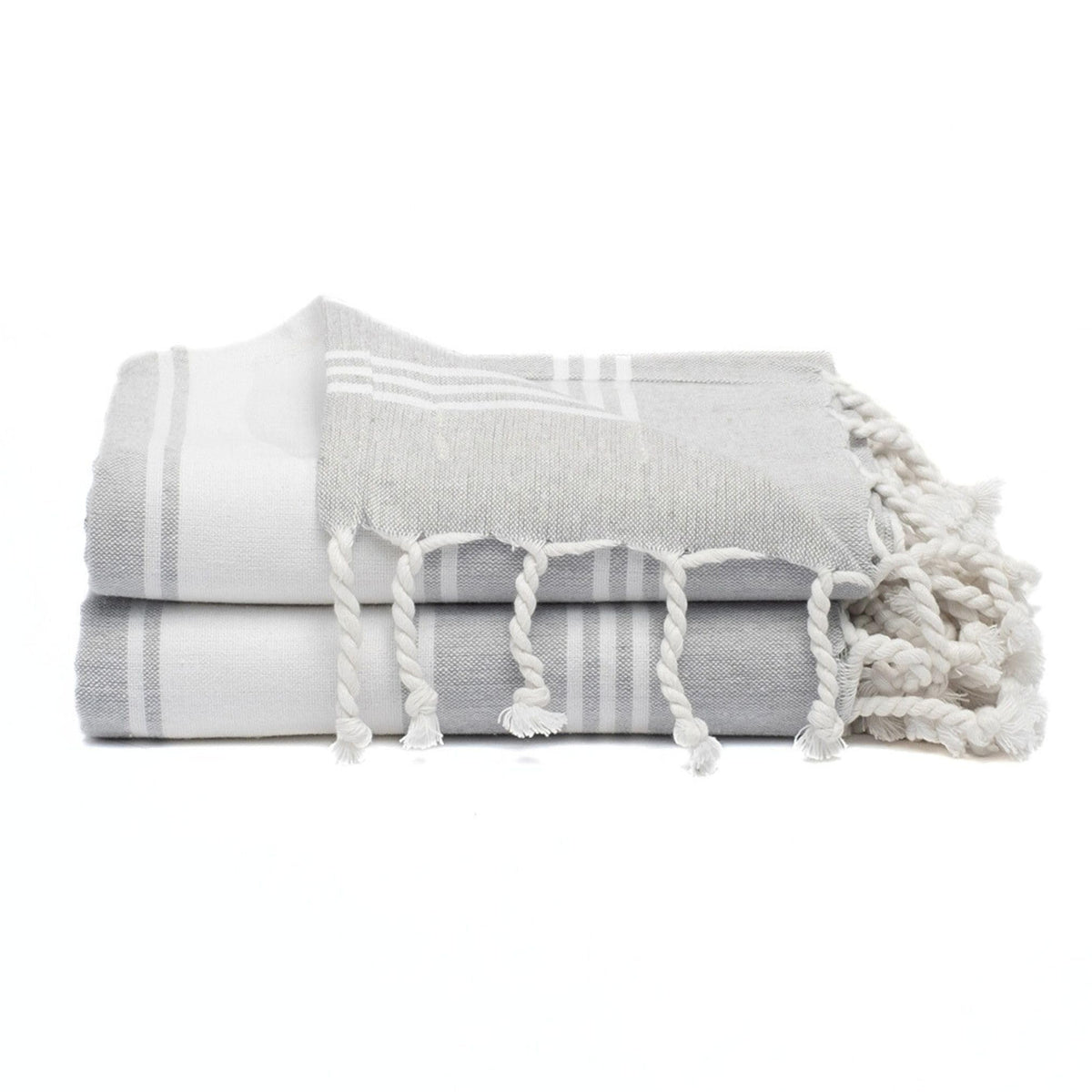 9Threads Cotton Turkish Beach Towel with Towels Oversized 36"x72" Pool Absorbent Extra Large Quick Dry Sand Travel Towel (Light Grey, 2 Pack)
