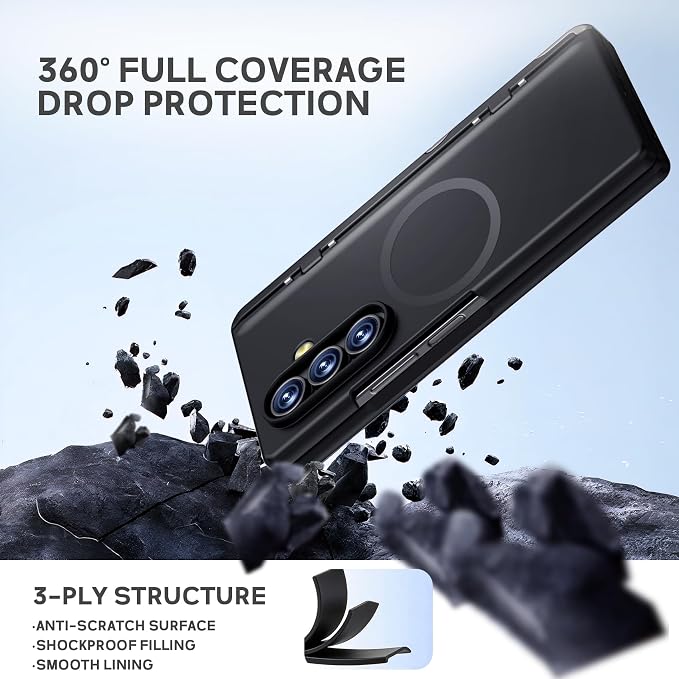 for Samsung Galaxy Z Fold7 Case [Compatible with Magsafe] [Invisible Kickstand &amp HD Screen Protector] Protective Phone Case for Samsung Galaxy Z Fold 7 Black