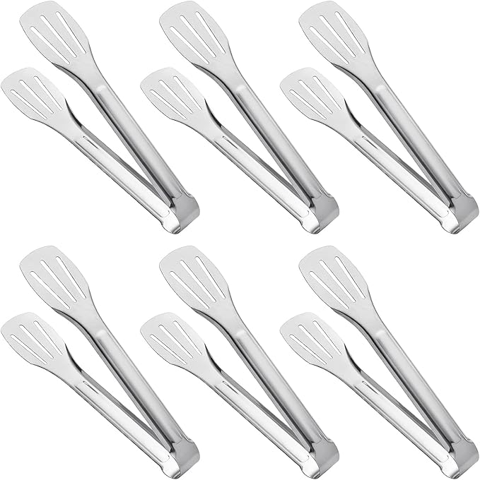 Serving Tongs Kitchen Tongs,Buffet Tongs, Stainless Steel Food Tong Serving Tong,small tongs 6 Pack (9 Inch)