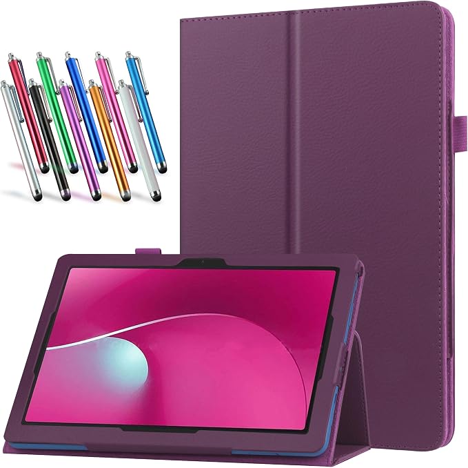 Case for T-Mobile REVVL Tab 2 5G 10.1 Inch Tablet 2025 Released - Lightweight Folio PU Leather Cover with 1 Random Stylus (Galaxy)