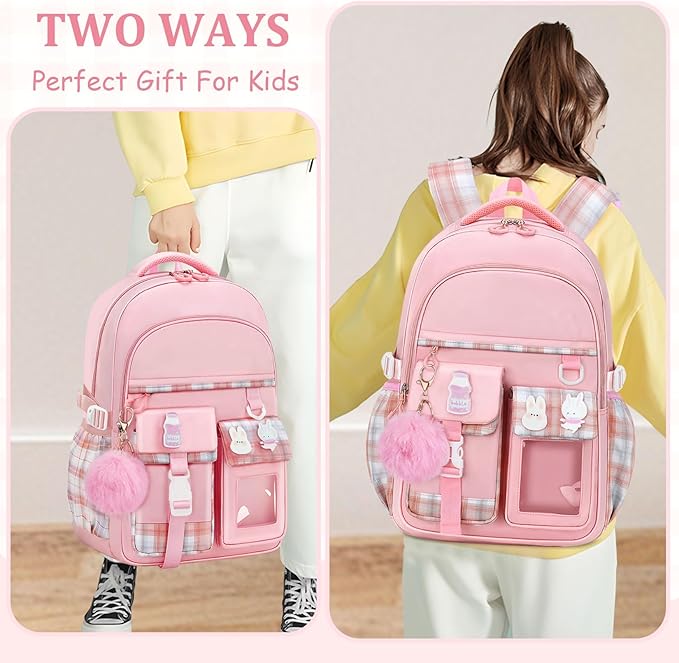 Kids Backpacks for Girls - Cute Girls Backpack for Elementary, Middle and High School Students - 18" Large Capacity School Bookbag with Multiple Pockets