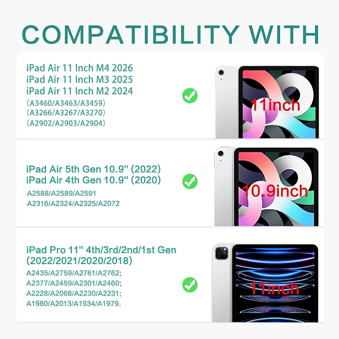Lokigo Rotating Case for iPad Air 11 Inch M4/M3/M2 (2026/2025/2024) iPad Air 5th/4th Generation Case(2022/2020) iPad Pro 11 Inch 4th/3rd/2nd/1st Generation Cover 2022/2021/2020/2018 Turtle