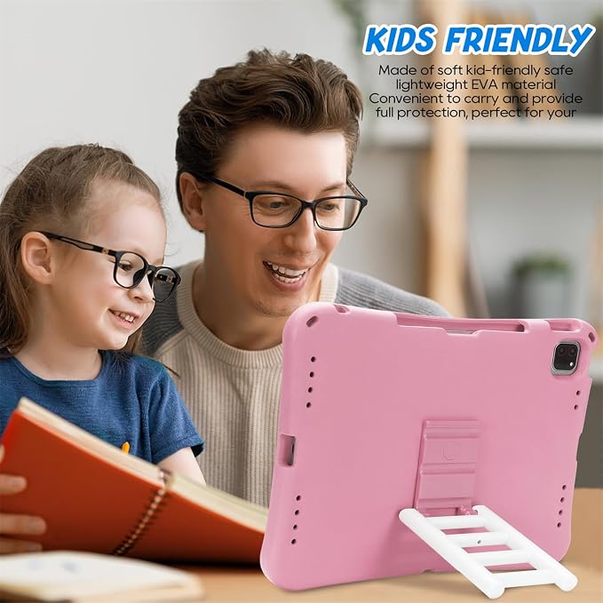 Kids Case for iPad Air 13 (2026/2025/2024) M4/M3/M2 &amp iPad Pro 13 2024 &amp iPad Pro 12.9 Cover 6th/5th/4th/3rd Gen (2022/2021/2020/2018) DIY Figures EVA Rubber Handle Stand Shockproof Bumper