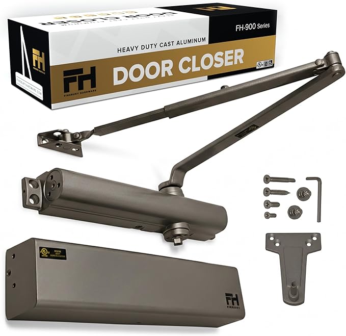 Finsbury Heavy Duty Commercial Door Closer Adjustable Size 1-6, Grade 1 ANSI/BHMA Certified, UL Listed, ADA Compliant, Hydraulic Backcheck & Delayed Action High Traffic (Duronotic)