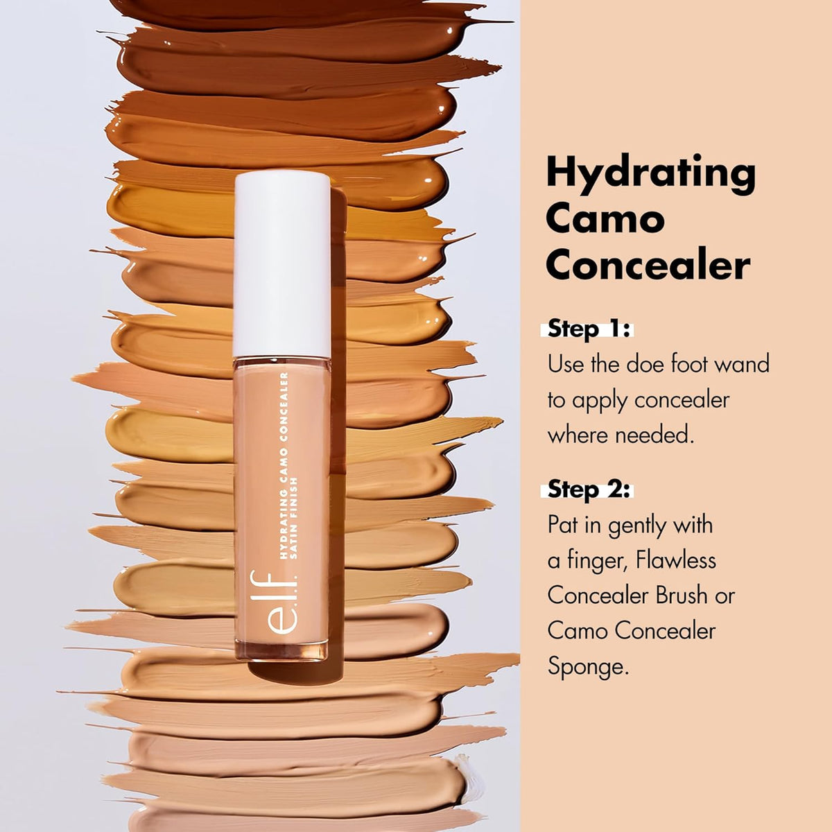e.l.f. Hydrating Camo Concealer, Covers Blemishes & Under-Eye Circles, Full-Coverage & Delivers A Satin Finish, Vegan & Cruelty-Free, Tan Latte