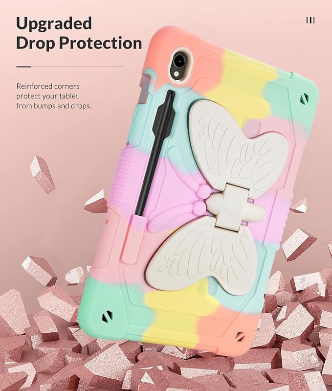 Case for Samsung Tab A7 Lite 8.7 inch 2021 Release SM-T220/T225/T227u Shockproof Cute Kids Silicone Protective Cover for Galaxy Tab A7 Lite 8.7 inch with Kickstand Shoulder Strap Red+Black