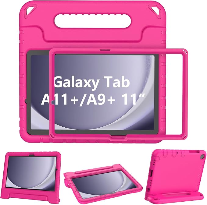 LTROP Shockproof Lightweight Convertible Handle Stand Case for Samsung Galaxy Tab A11 Plus 2025 / A9 Plus 11 Inch 2023 with Built-in Screen Protector Galaxy Tab A11+ / A9+ Case for Kids Black