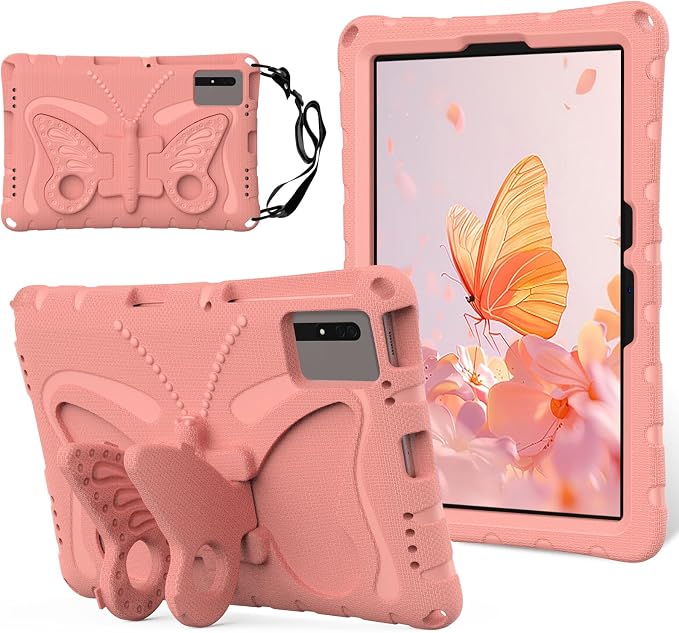 for Samsung Galaxy S9/S9FE/S8/S7 11 Butterfly Wings Kickstand Kids Girl Tablet Case EVA Material Light Weight Shockproof Kids Case for Lenovo M11 Xiaomi PDA 5/6 Redmi Pad SE (Blue)
