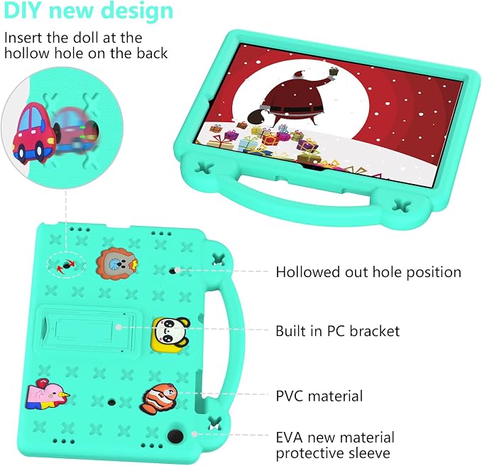 Kids Case for Lenovo Tab 10.1 inch (TB311XU / TB311FU) Kids EVA Protective Shockproof Cover with Stand Handle Shoulder Strap Handle Stand for Lenovo Tab 10.1 2025 Green