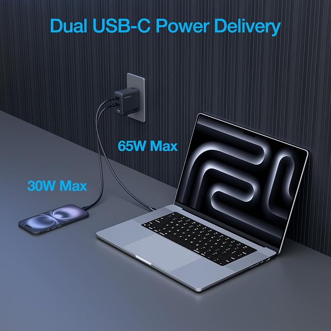 Naztech 100W USB-C PD + USB Wall Charger 3-Port GaN Ultra-Fast Compact Adapter Block High-Power Charging Dock for laptops iPhone Android Phone &amp More