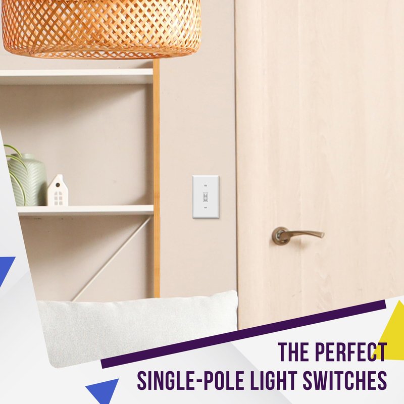 ENERLITES Toggle Light Switch, Single Pole, 15A 120-277V, Grounding Screw, Residential Grade, UL Listed, 88115-W-5PCS, White (5 Pack)