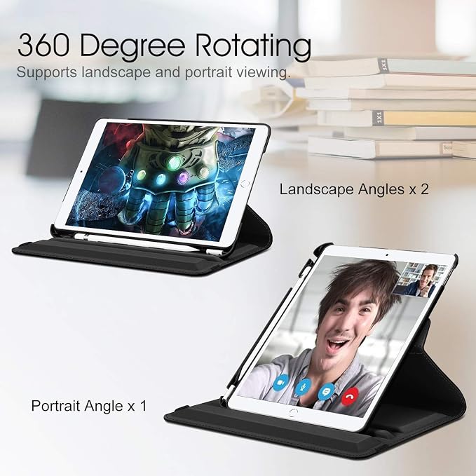Fintie Rotating Case for iPad Air 3rd Generation 2019 / iPad Pro 10.5 2017 | 360° Swivel Stand Landscape &amp Portrait Viewing Shockproof Protective Cover Pencil Holder Auto Sleep/Wake Black