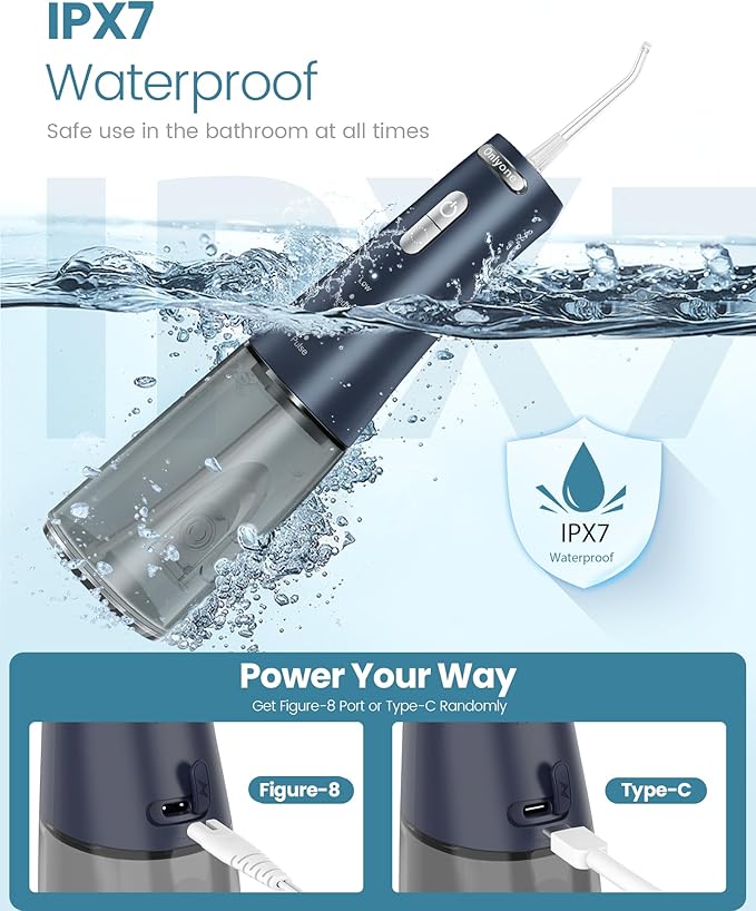Onlyone Rechargeable Cordless Water Flosser with Adjustable Water Pressure for Daily Oral Care, Power Dental Flosser for Home and Travel Use, Portable Oral Irrigator for Sensitive Gums and Braces Care