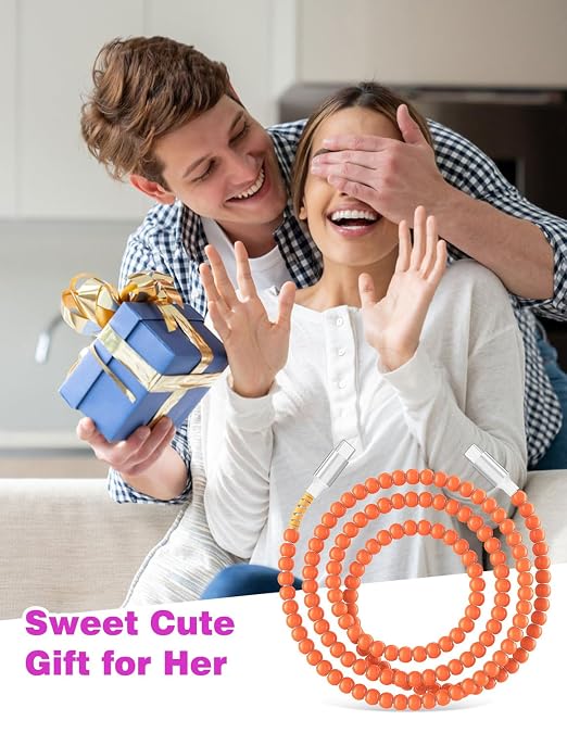 Jelanry 3FT USB-A to USB-C Fast Charging Cable Beaded &ampData Sync Women Girl | Cute kawaii beaded cable for iPhone 17/16/15 Samsung S26/S25/S24 Pixel iPad Fast charge for daily use office &amp tra