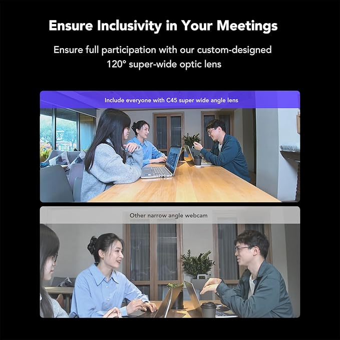 NEARITY C45 2K Video Conference Webcam with Microphone and Speaker, All-in-One Camera with 4 Noise Cancelling Microphone, 5X Zoom FHD Webcam AI Auto-Framing Plug-and-Play for Zoom/Teams/Google Meet