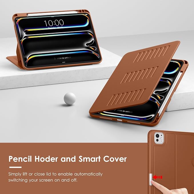 VIKESI Case for iPad Pro 11 inch (M5/M4) 2025/2024Multiple Angles Magnetic Stand CoverShockproof BackPencil Holderand Auto Sleep/WakeBlack