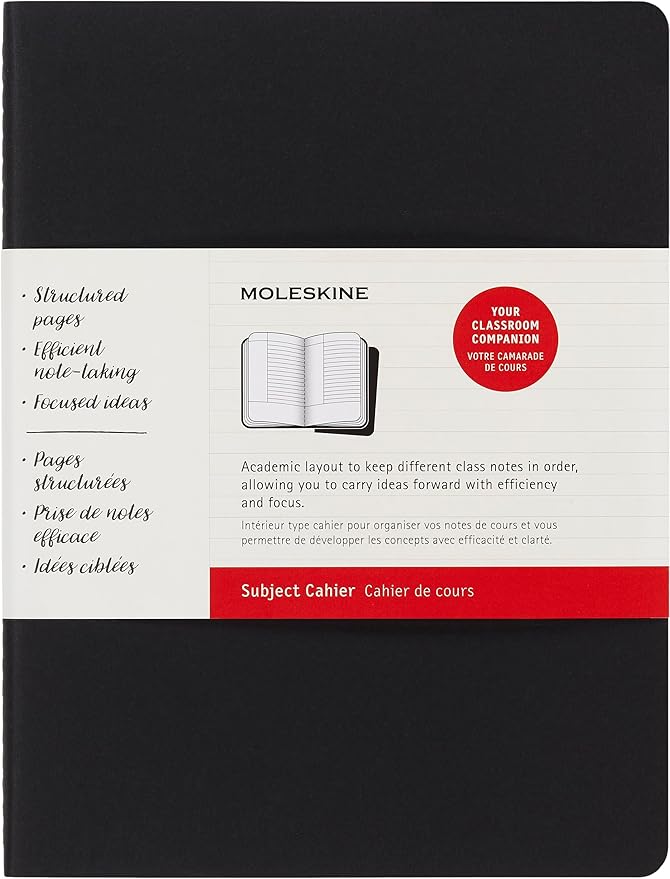 Moleskine Cahier Journal, Soft Cover, Large (5" x 8.25") Ruled/Lined, Black, 80 Pages (Set of 3)