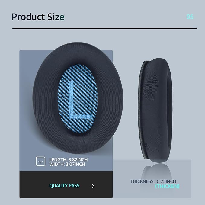 Fabric Comfort -Wzsipod Ear Pads for Bose QuietComfort 35/Qc35ii Headphones, Compatible with QC45 QC25 QC35 QC15 & More Series, Replacement Exclusive Styles, S3
