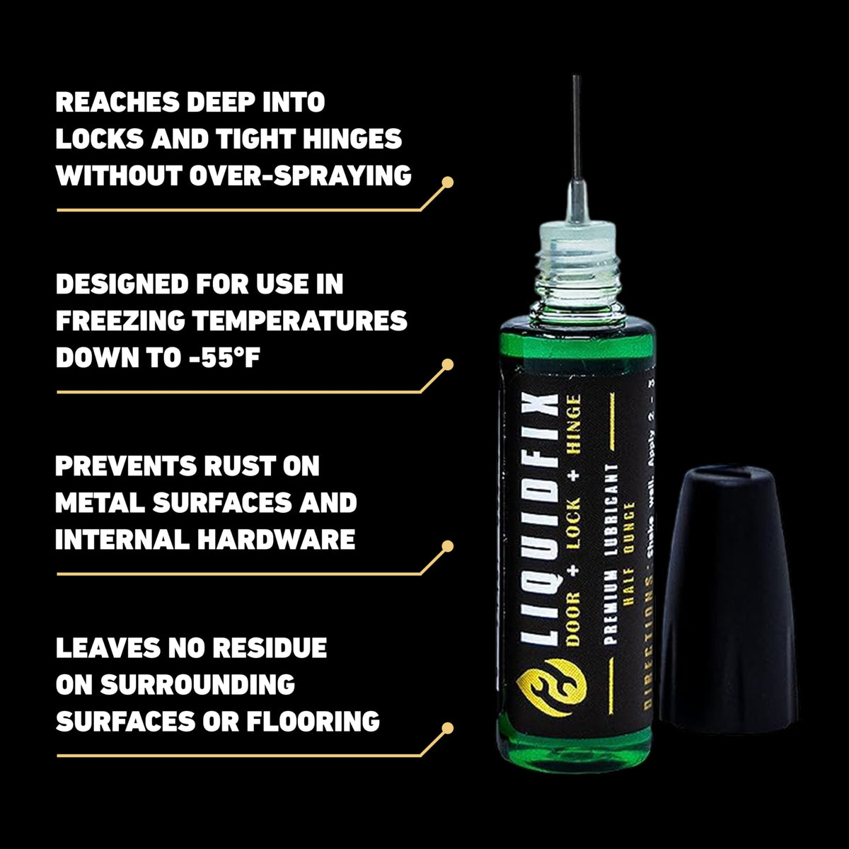 LiquidFix Door, Lock, and Hinge Lubricant | 4 oz Dropper + 0.5 Needle Combo Pack - Door & Sliding Long-Lasting Squeaky Oil for Hinges Glass Doors