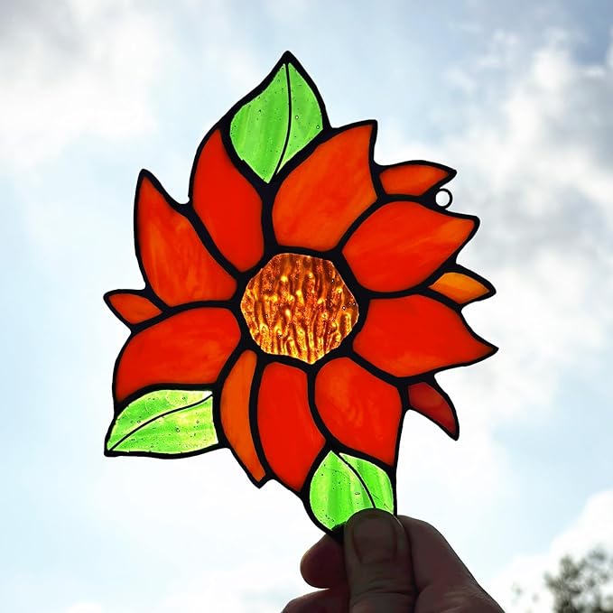 2 Packs Sunflower Gifts for Mom Grandma, Honey Bee Sunflower Stained Glass Window Hanging, Sun Flower Suncatcher for Window, Bee Themed Gifts for bee Lovers