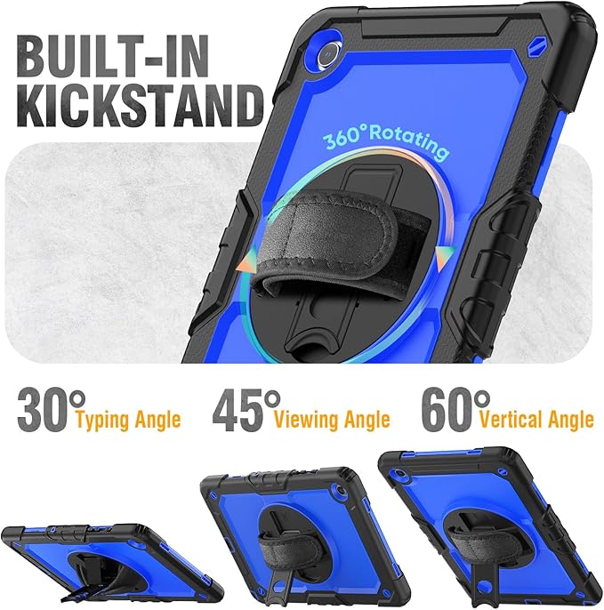 HXCASEAC Case for Samsung Galaxy Tab A8 10.5 inch, Protective with Screen Protector/Hand Strap/Pen Holder, Sturdy Shockproof A8 Tablet Case 2022 SM-X200/X205/X20 - Blue