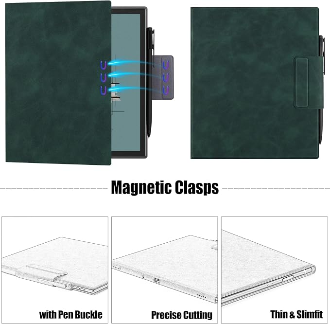 Magnetic Case for 10.3 Boox Note Air 5 CDark Blue | PU Leather Protective CoverSlim &amp LightweightPen Buckle Designwith Auto Sleep/Wake