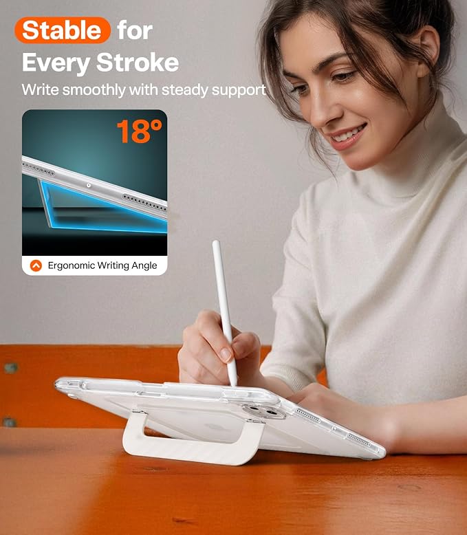 TORRAS Ostand K3 Neo for iPad Air 11 Inch Case (M4 2026 M3 2025 M2 2024) Viewing Angles AdjustableUltra Stable Stand Shockproof Protective Slim Kickstand Case with Pencil Holder Glacier Sprint