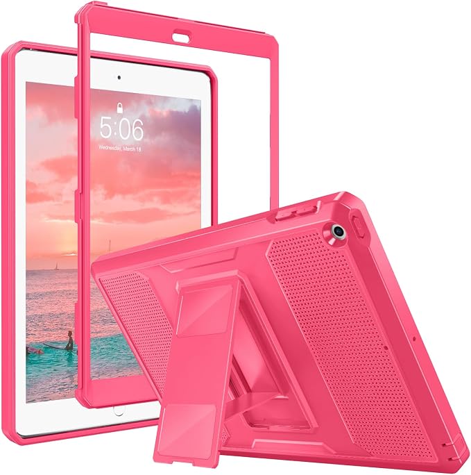 MoKo Shockproof Case Fit 2018/2017 iPad 9.7 6th/5th Generation Black | Heavy Duty Shockproof Full Body Rugged Hybrid Cover with Built-in Screen Protector for Apple iPad 9.7 Inch 2018/2017